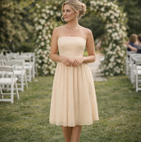 J. Crew Dresses & Skirts - J. Crew Silk Cream Dress Arabelle Chiffon strapless Gossip Girls Flowy sz 2